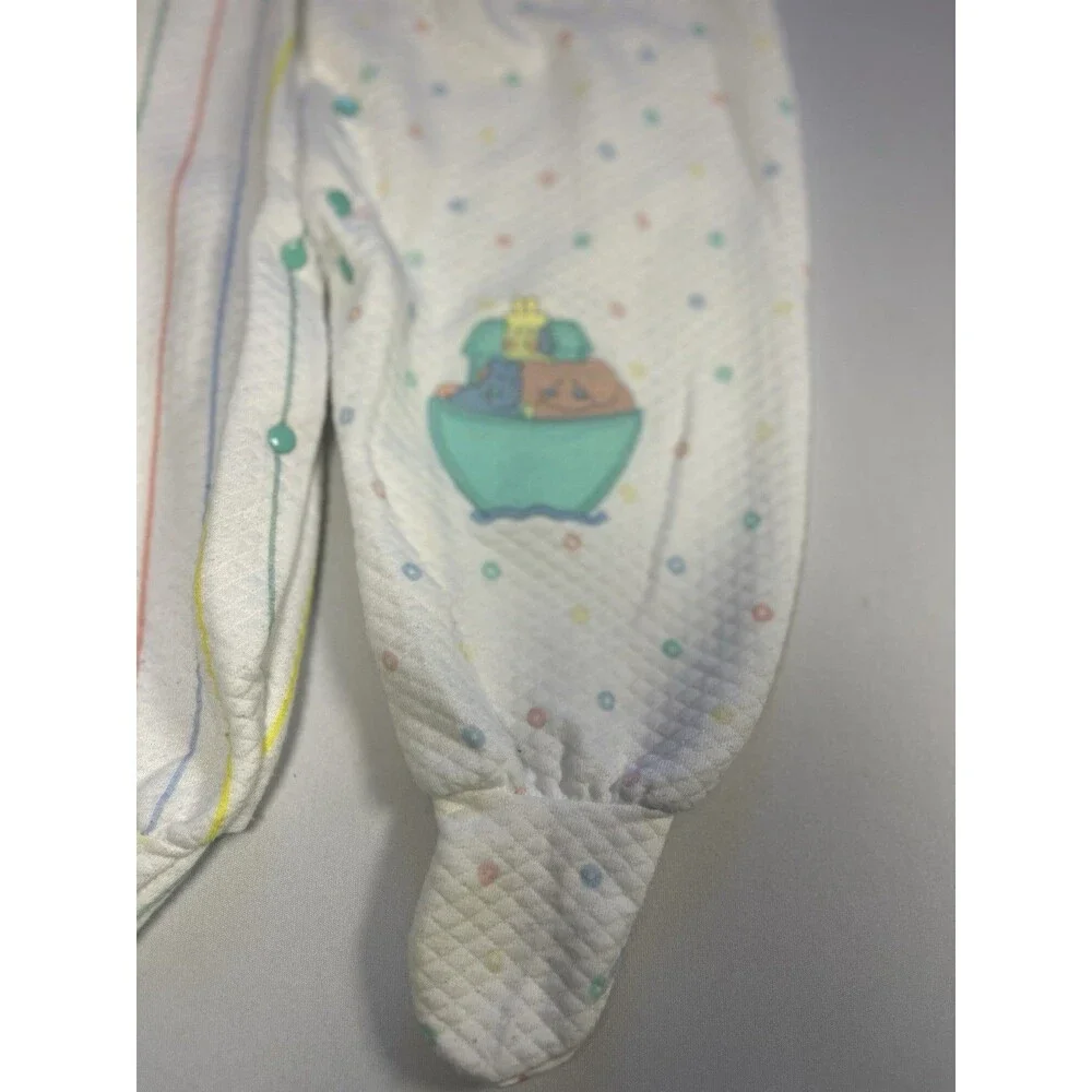 Vintage Carter’s Quilted Baby Sleeper One-Piece Pastel Stripe Footed - Picture 4 of 12